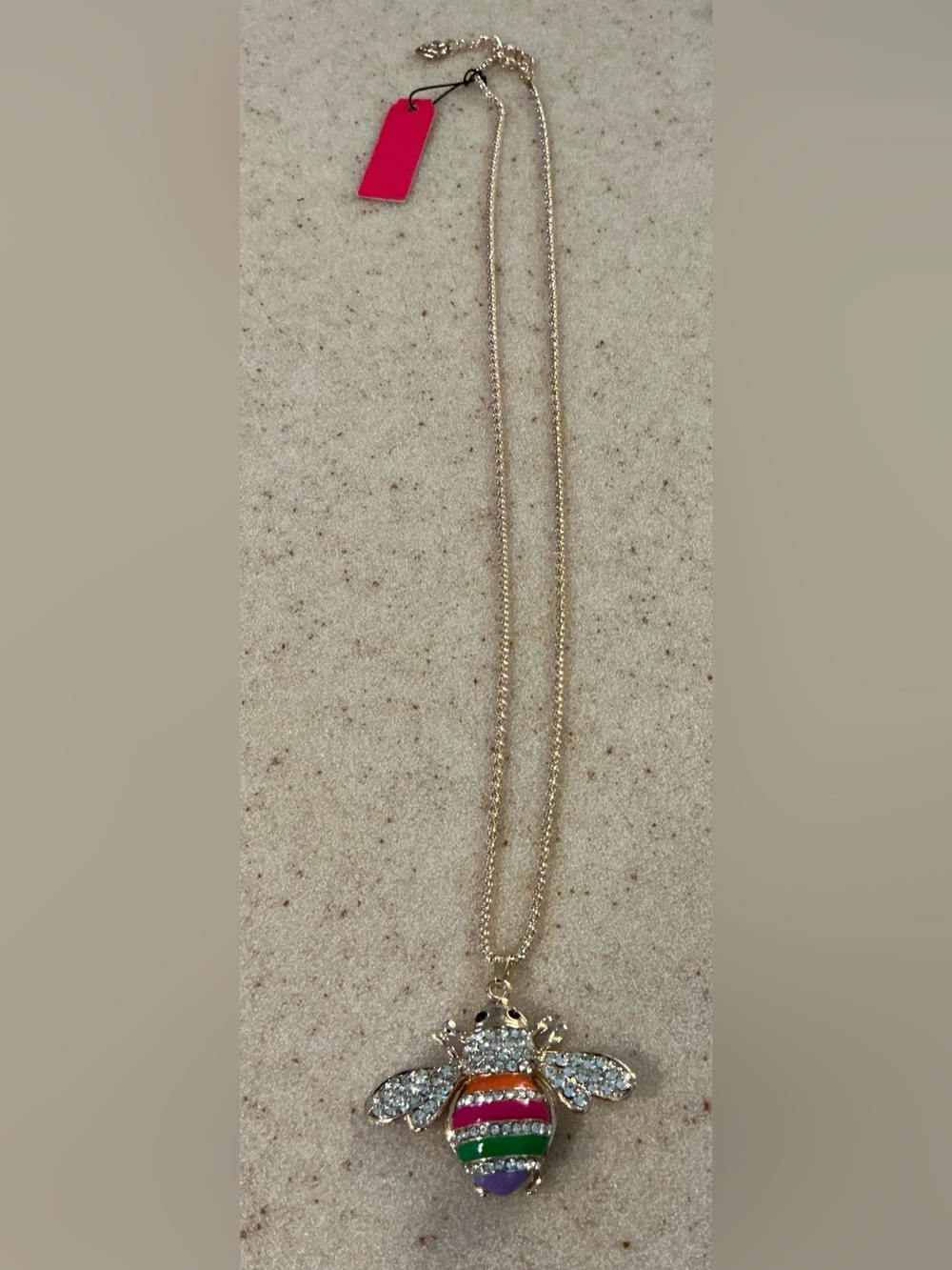 Betsey Johnson Gold-Tone Bee Necklace with Rainbow Enamel